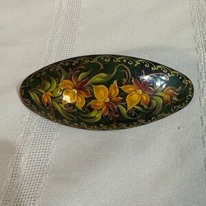 Russian Floral Hand Painted Hair Clip/Barrette